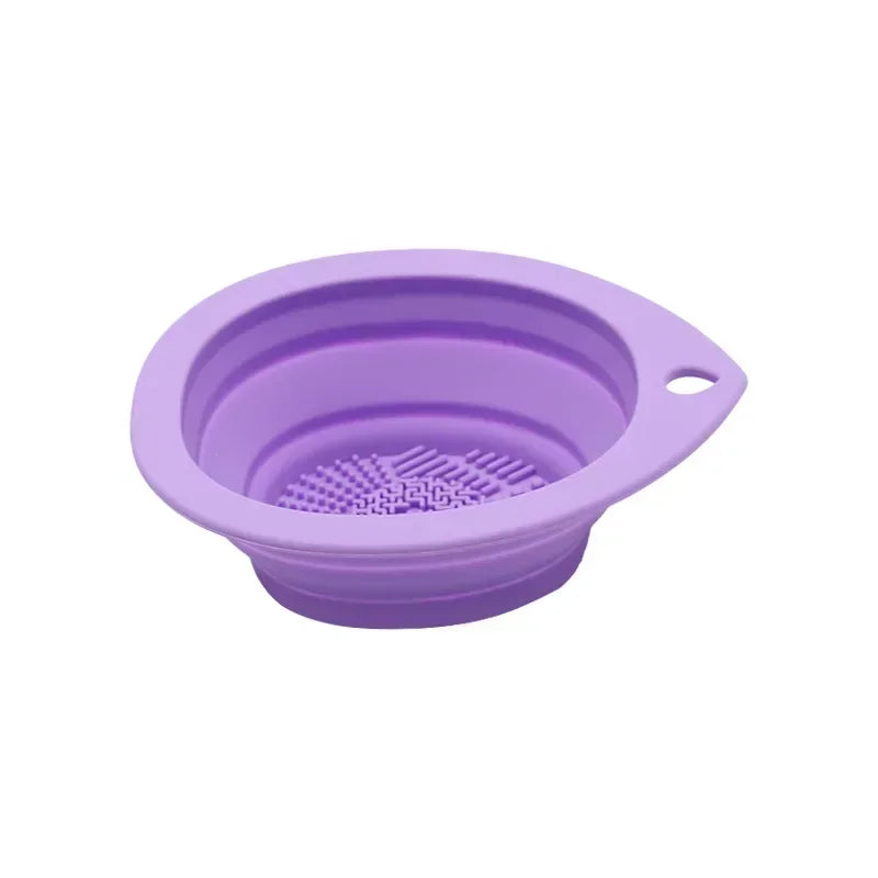 USA-Made Foldable Silicone Makeup Brush Cleaner & Powder Puff Washing Bowl