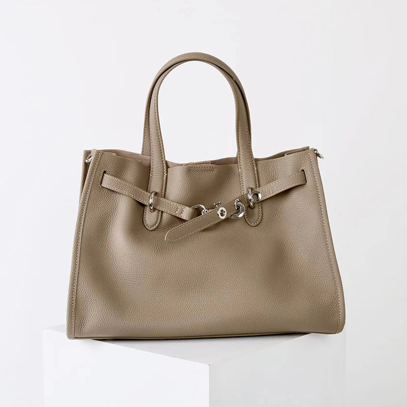 Luxury Brand Silver Buckle Women Bags Genuine Leather Handbags Women Shoulder Bags Cowhide Autumn Winter New Square Women Totes