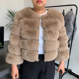 Elegant Winter Faux Fox Fur Crop Jacket