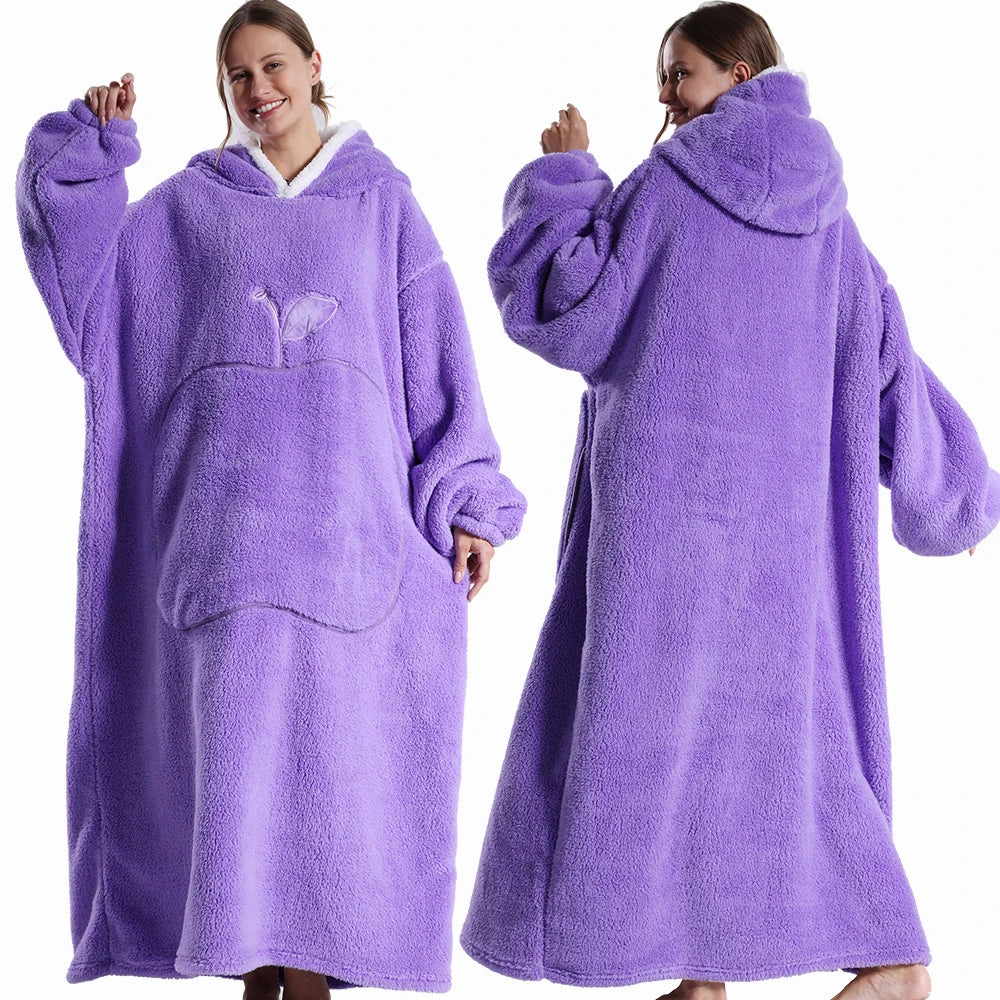Extra Long Hooded Wearable Blanket