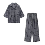 Women's Set 2024 New Fashion Spring Jacquard Loose Ladies Shirt Summer Women Pants Casual Chic Print Set for Women