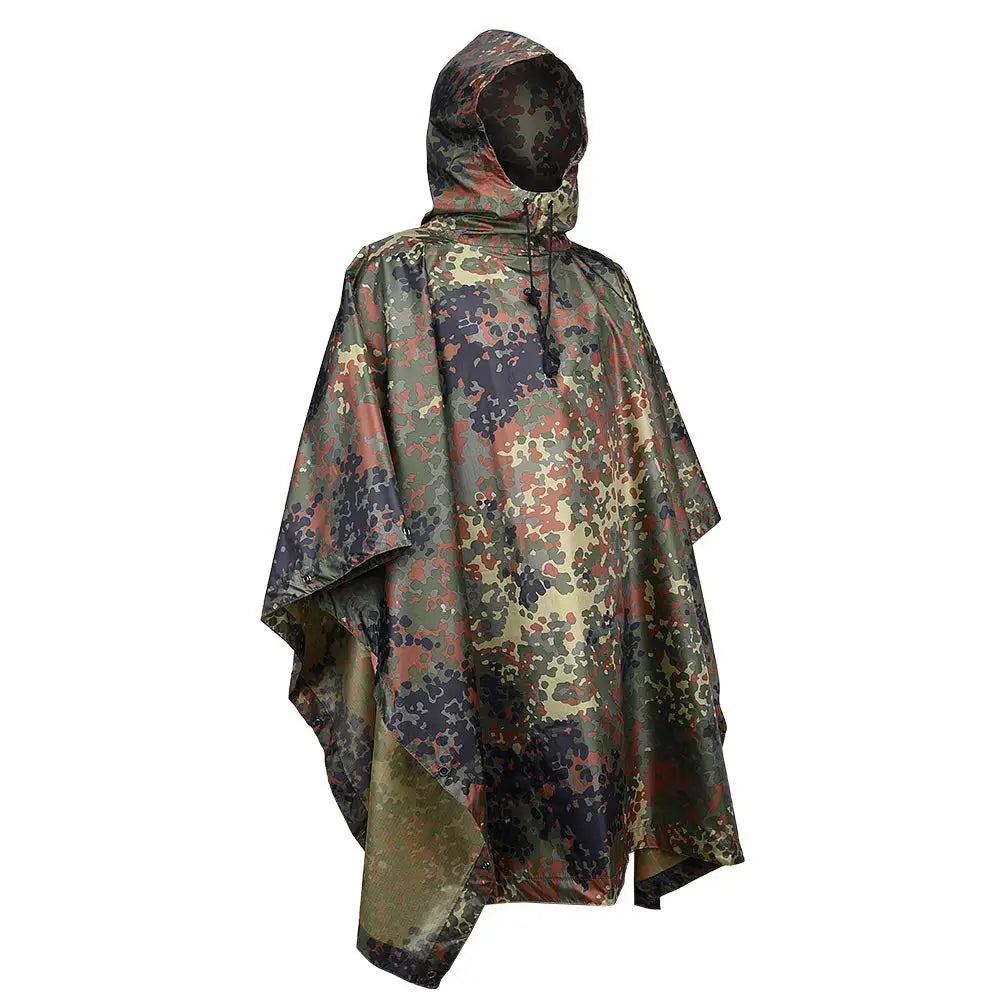 Tactical Camo Raincoat – Packable Waterproof Poncho