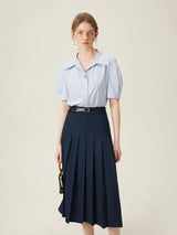 Women's Pleated Midi Skirt – Elegant Office Style