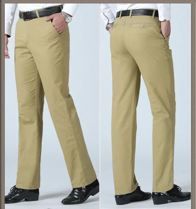 Men's Cotton Straight-Leg Casual Trousers