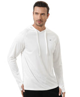 Summer Men's Long Sleeve UPF 50+ Hoodie T-Shirts, Rash Guard Quick Dry T-shirt Outdoor Sport Running Pullover