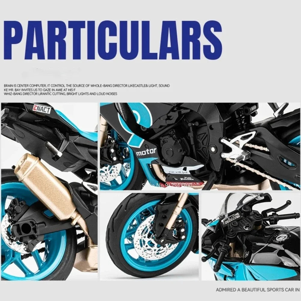 1/12 Yamaha R1M Toy Motorcycle Model Alloy Diecast with Shock Absorption Simulation Scale Motorcycle Model Toys for Kids Gifts