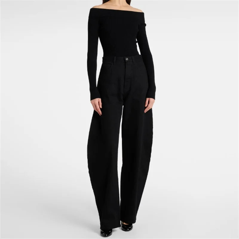 High-Waist Cotton Straight Jeans — Women's Slim Fit