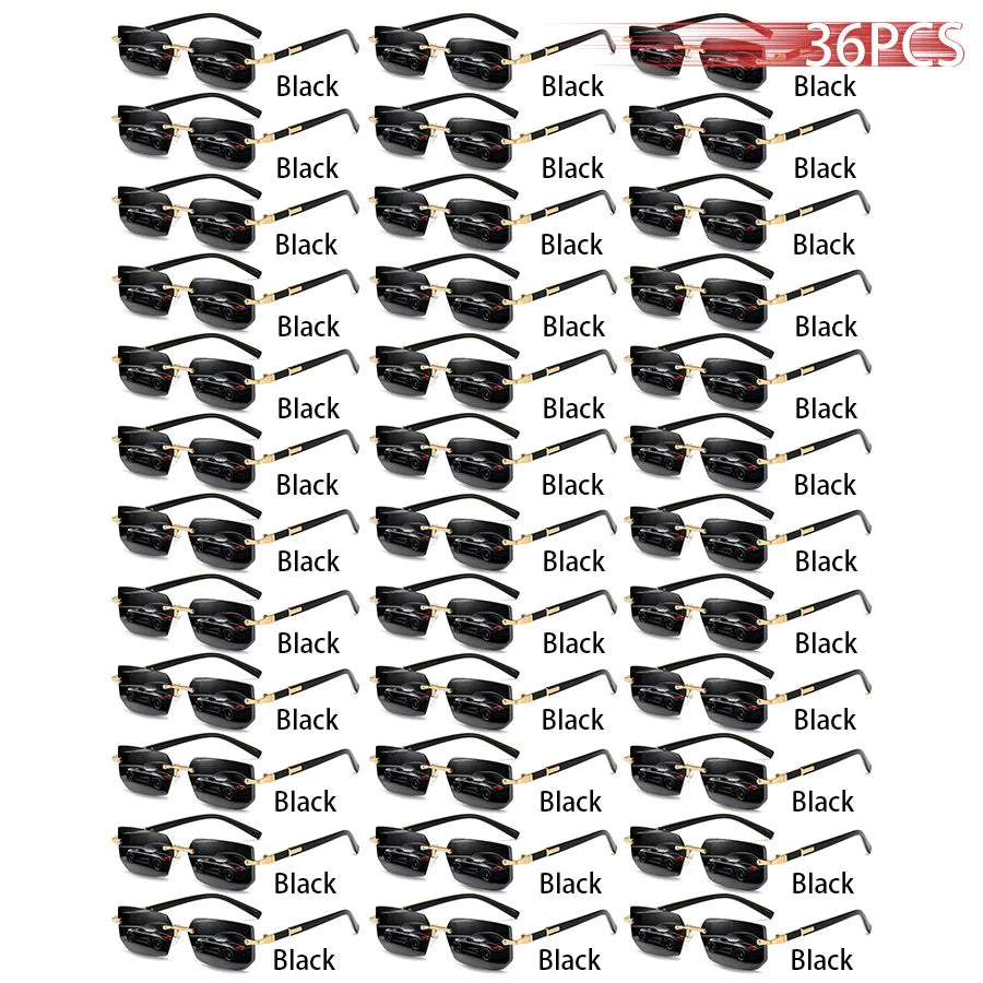 36PCS Rimless Sunglasses – Rectangle Gradient Lens