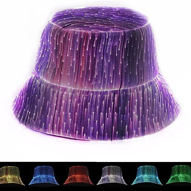 Luminous Fiber Optic Cyberpunk Bucket Hat