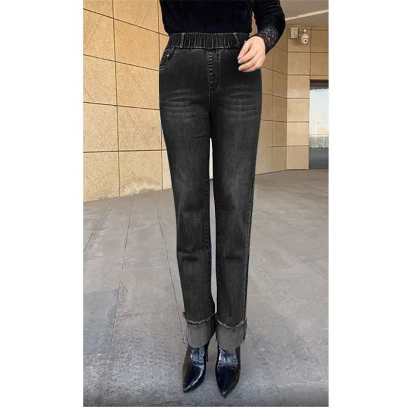 Women's Wide Leg High Waist Stretch Denim Jeans