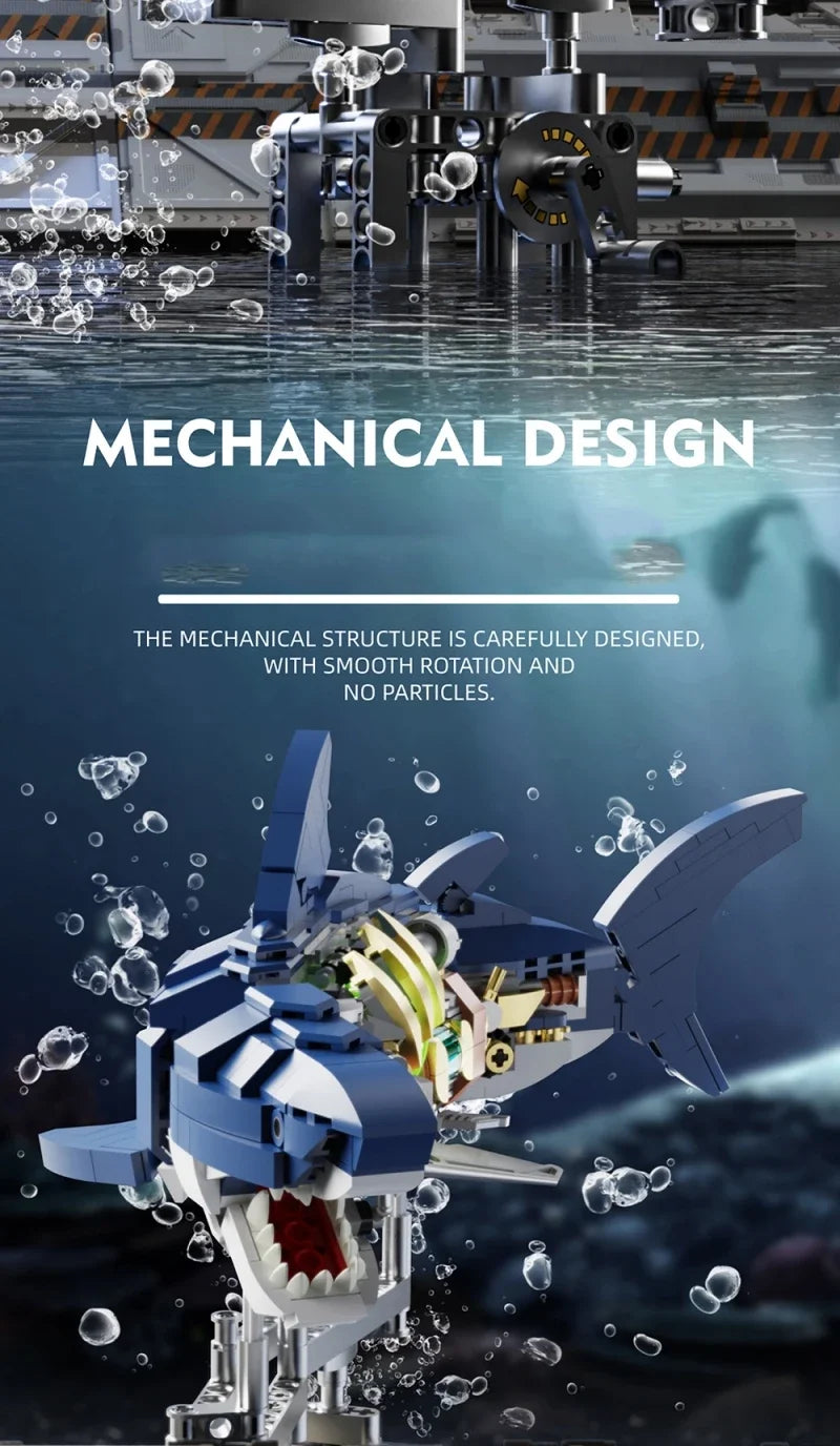 Mechanical Sea Animals Building Blocks DIY Movable Whale Octopus Manta Shark Piranha Creative Technical MOC Desktop Decor Gift