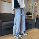 Men’s Bear Embroidered Wide-Leg Jeans