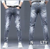 Men's Printed Stretch Slim Fit Denim Jeans