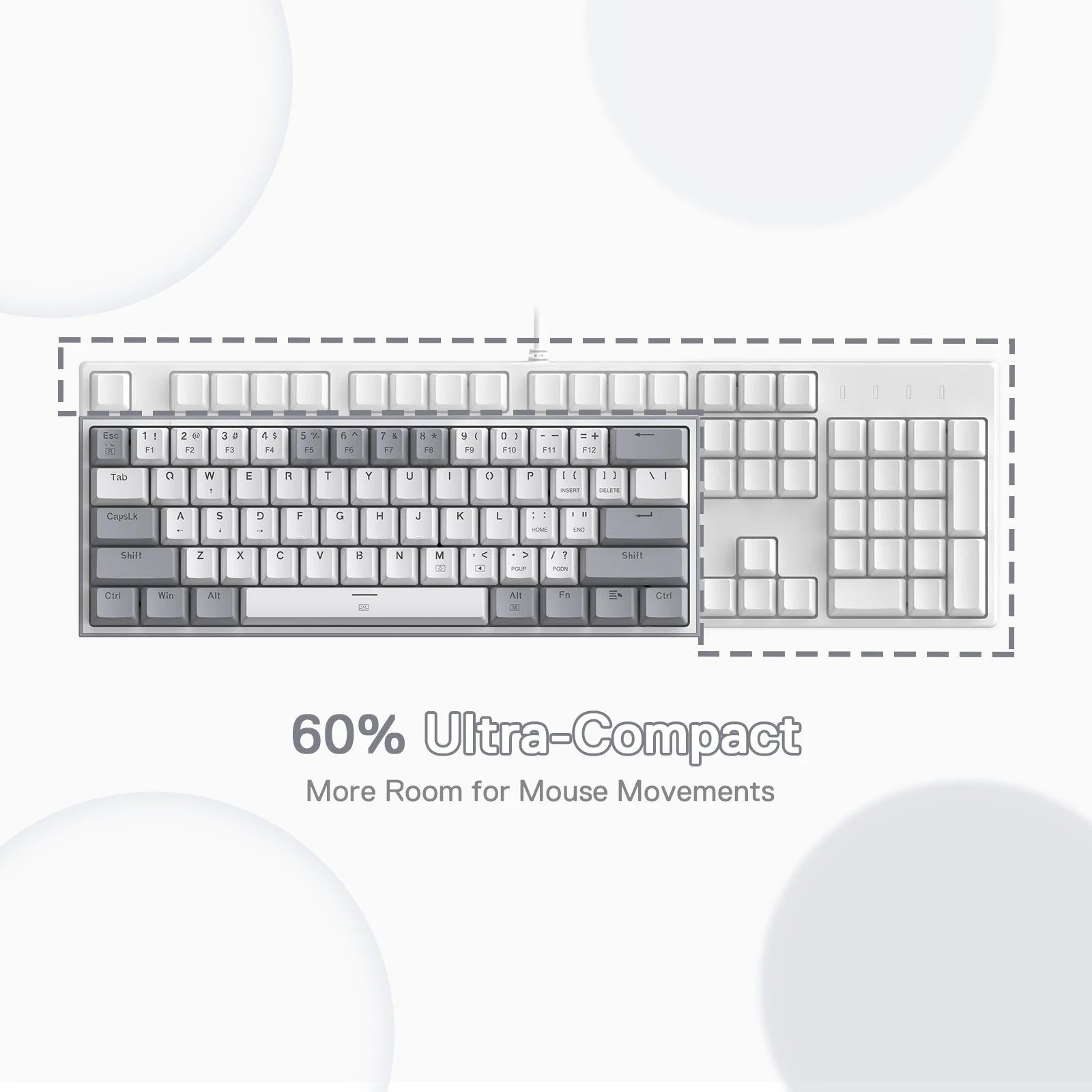 Redragon K617 Fizz 60% Wired RGB Gaming Keyboard, 61 Keys Hot-Swap Compact Mechanical Keyboard Red Switch