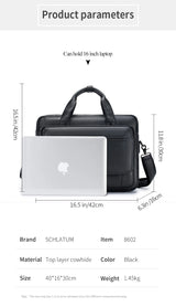 SCHLATUM Genuine Leather Briefcases Hard For Men 16 Inch Office Bussiness Computer Bag Luxury Vintage Handbags