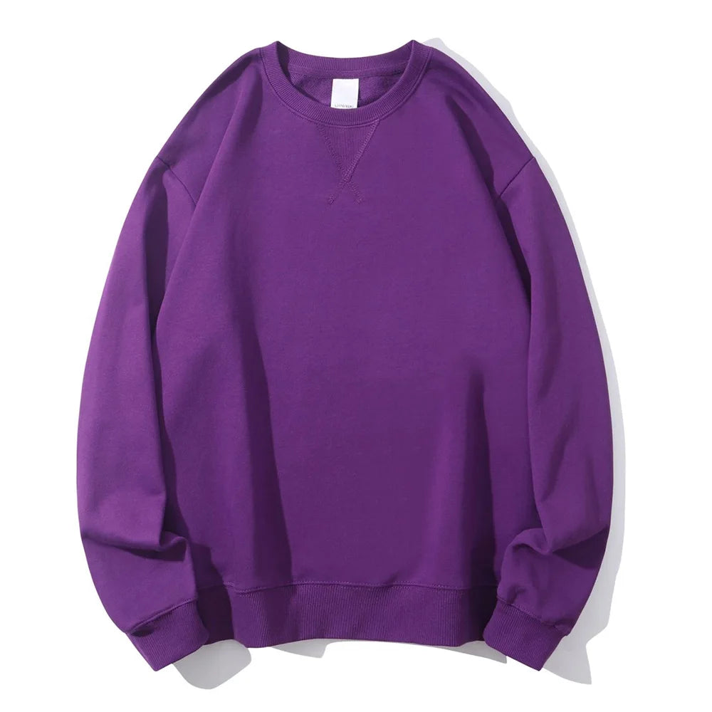 380g Tight Match Heavy Inverted Triangle Loose Versatile Solid Cotton Vintage Autum Winter Long Sleeve Round Neck Sweater