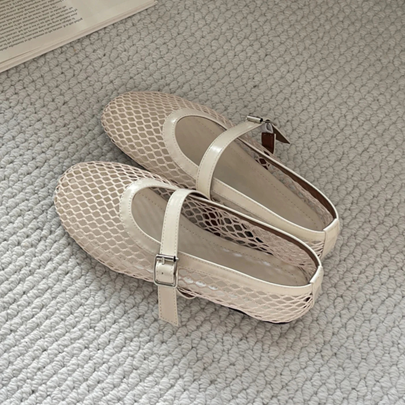 Eilyken Mesh Flat Sandals – Elegant Buckle Strap Women's Shoes