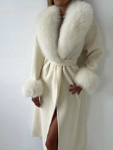 Faux Fur Patchwork Woolen Overcoat