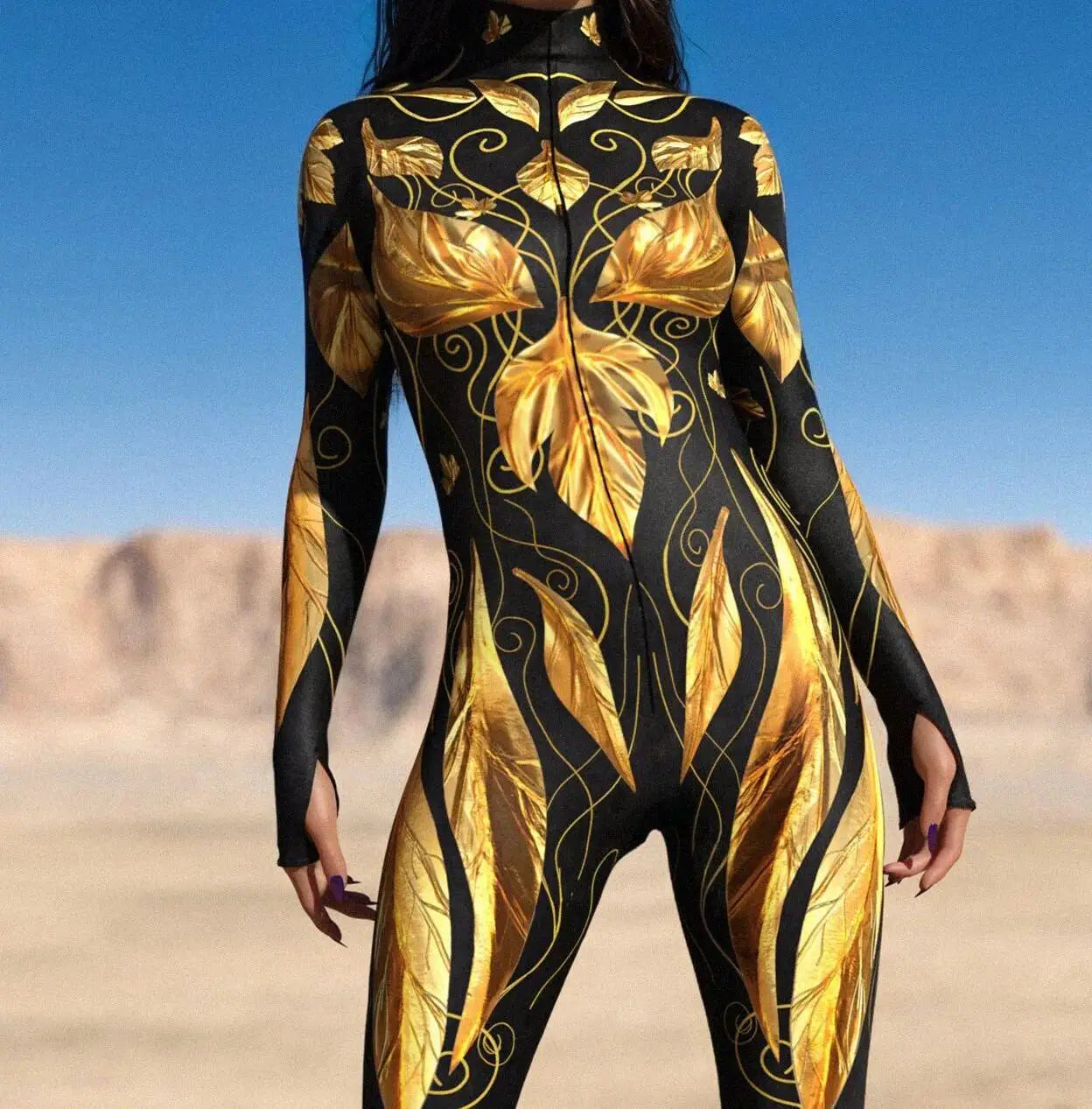 Women's 3D Print Goddess Jumpsuit Catsuit Costume