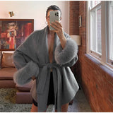 Elegant Lace-Up Woolen Jacket