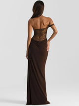 One-Shoulder Lace Gown – Sleeveless Backless Maxi Club Dress