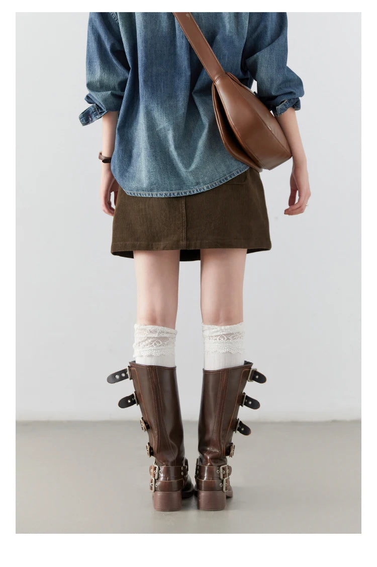 Chic Ven Women's Corduroy A-Line Mini Skirt