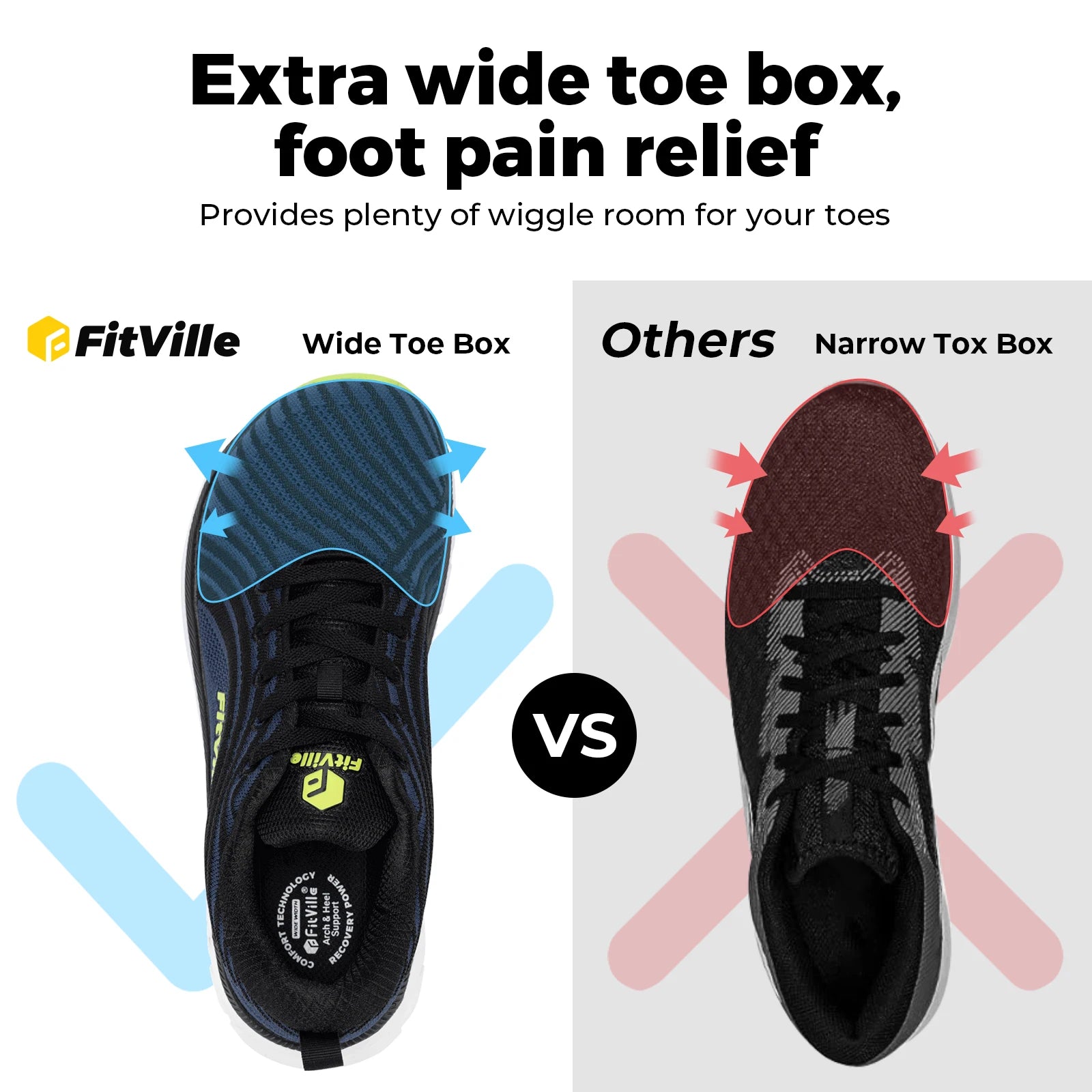 FitVille Wide Toe Box Running Shoes for Men | FlowCore V2