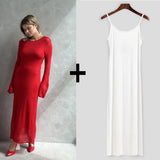 Elegant O-Neck Knit Maxi Dress
