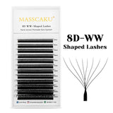 MASSCAKU 10cases/lot Lashes 8D W Shape Volume 12Rows Eyelash Extensions Volume Premade Fans Eyelash Super Soft Full Dense Lashes
