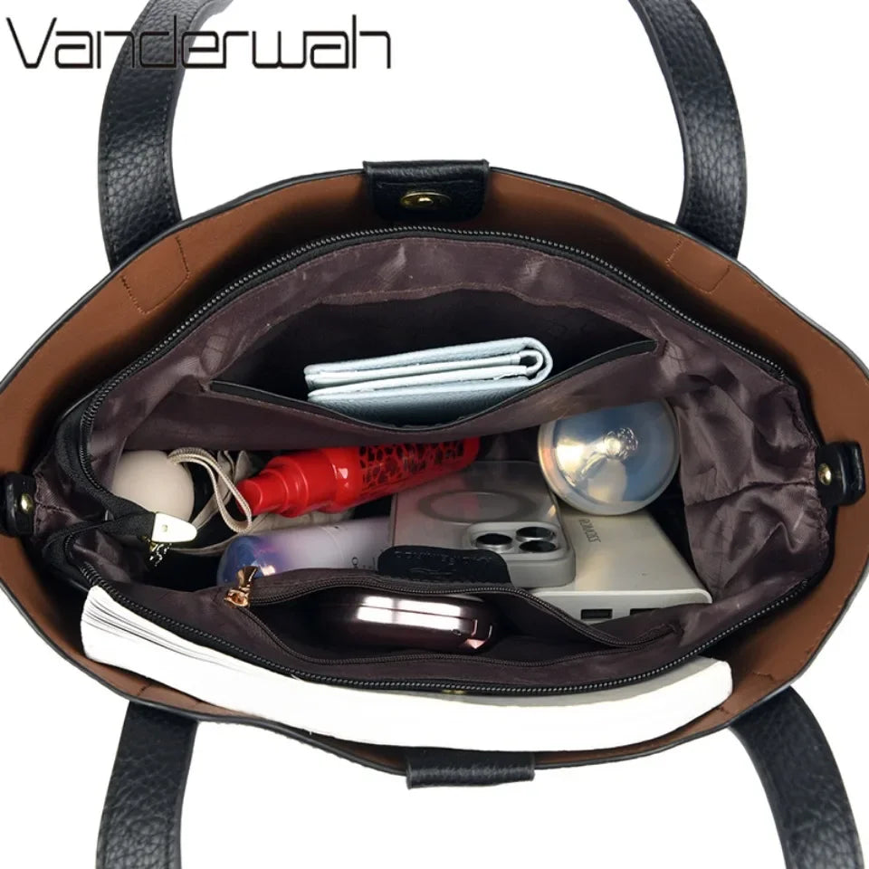 Genuine Brand High End Soft Pu Leather Shoulder Bag For Women Casual Tote Bag Female Purse Simple Design Handbag Commuting Sac