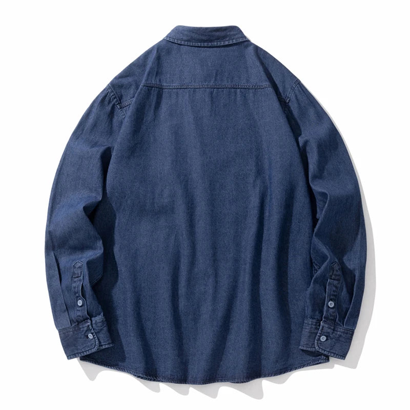Classic Black Denim Shirt Men's Autumn New Fashion Loose Korean Casual Long-sleeved Jean Shirts Comfortable Male Clothes