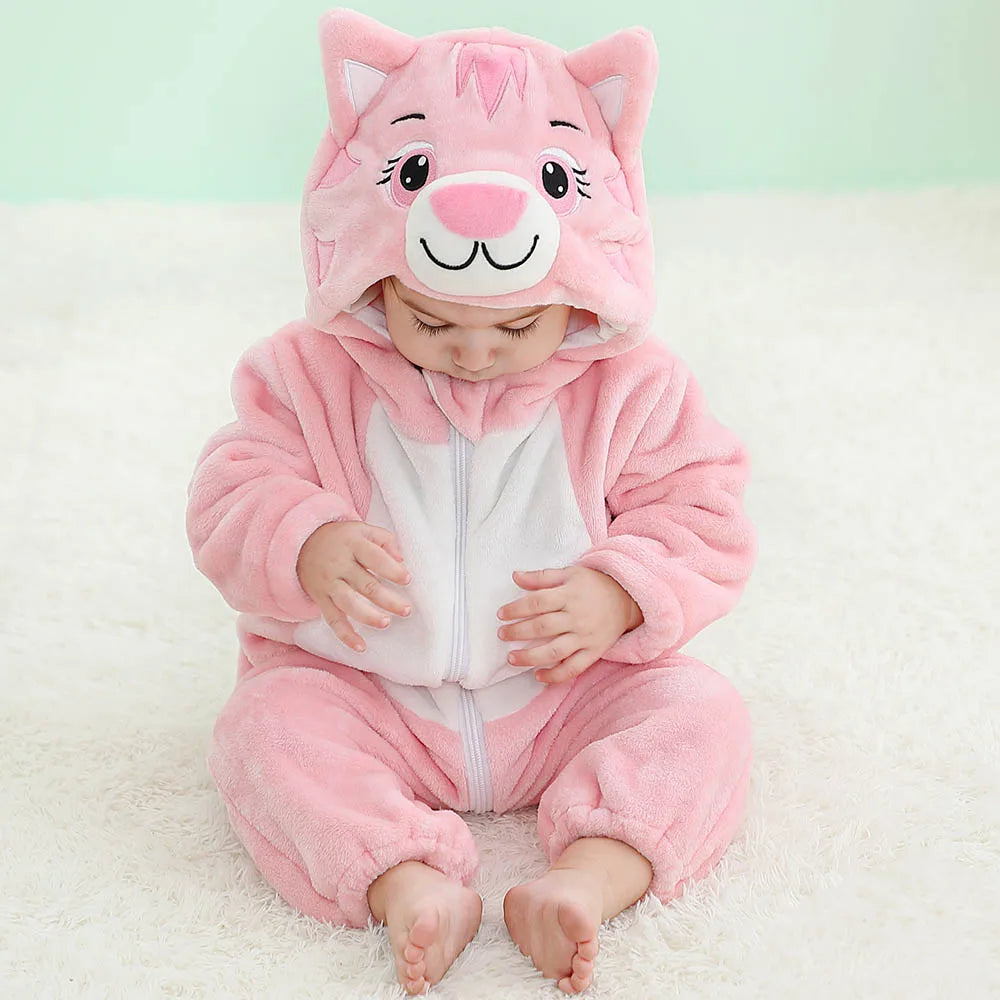 Animal Theme Flannel Baby Romper