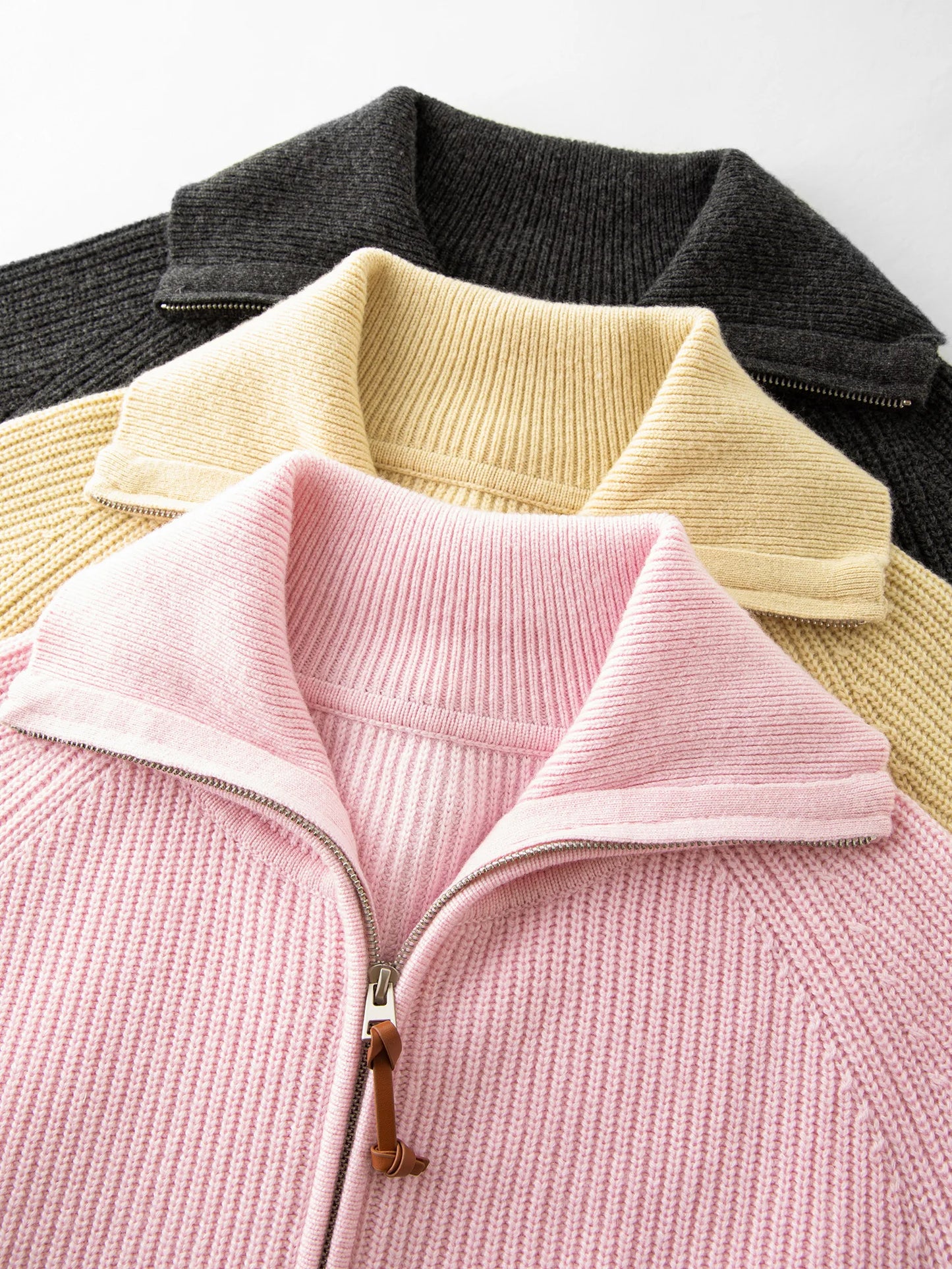 Women's Loose Fit Wool Blend Zipper Cardigan – Fall/Winter 2025 USA Style