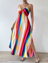 Boho Ethnic Frill Trim Maxi Dress