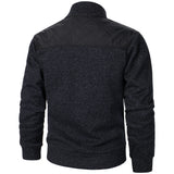 Men's Autumn/Winter Zip-Up Knit Jacket – Striped Check Stand Collar Sweater Coat