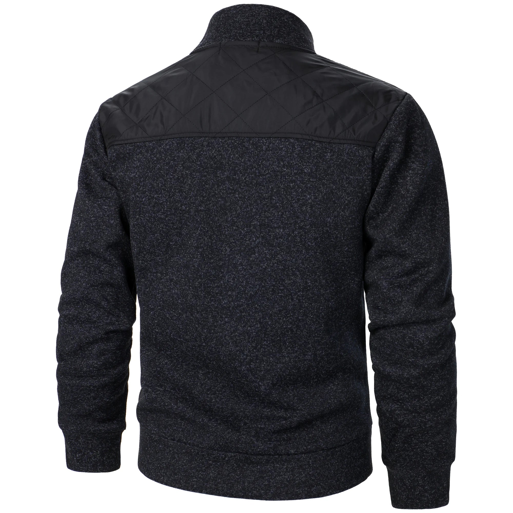 Men's Autumn/Winter Zip-Up Knit Jacket – Striped Check Stand Collar Sweater Coat