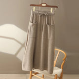 Wool A-Line Midi Skirt – Women's Knit Autumn Winter