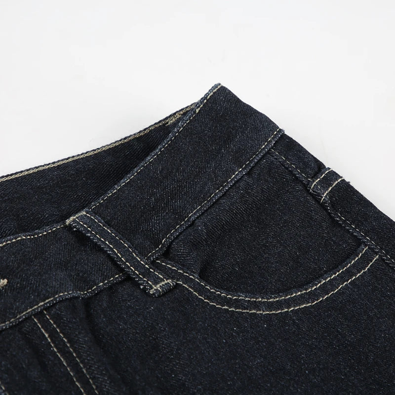 Women's Y2K Flared Jeans – Low Rise Embroidered Denim