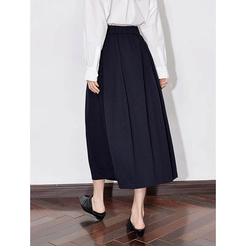 Toyouth Women's Cotton A-Line Midi Skirt | S–XL