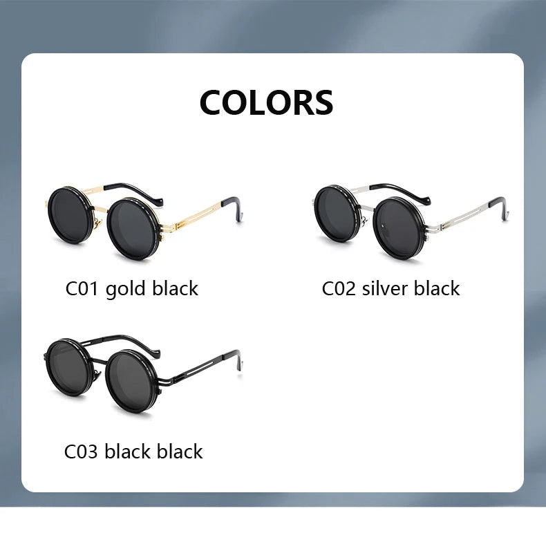 New Adjustable 1-9 Sunglasses Punk Polarized Sun Glasses Men Women Round ND Filter Lenses Retro Fishing Eyeglasses Shades