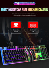 Colorful LED Backlit USB Keyboard and Mouse Combo, Comfortable Grip, Durable and Wear-Resistant. Suitable for Business, Office,