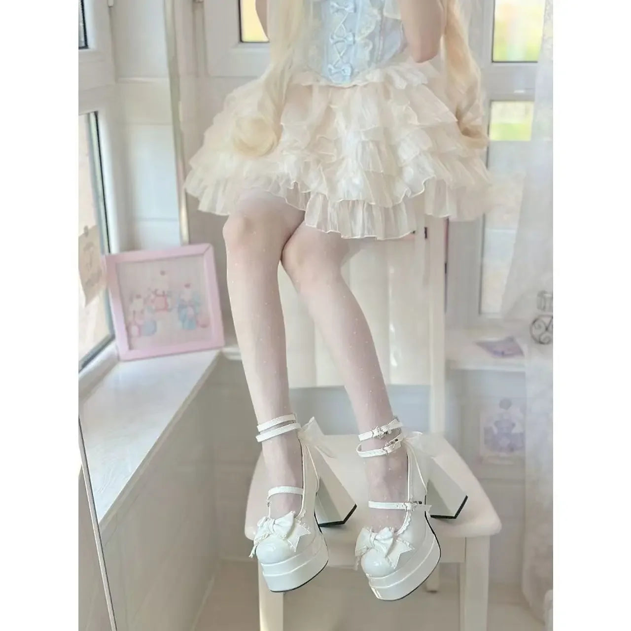 Women's Butterfly-Knot Mary Jane Platform Heels