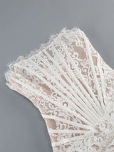 Strapless Lace Mini Dress – Elegant Sheer Patchwork Slim Fit Evening Dress
