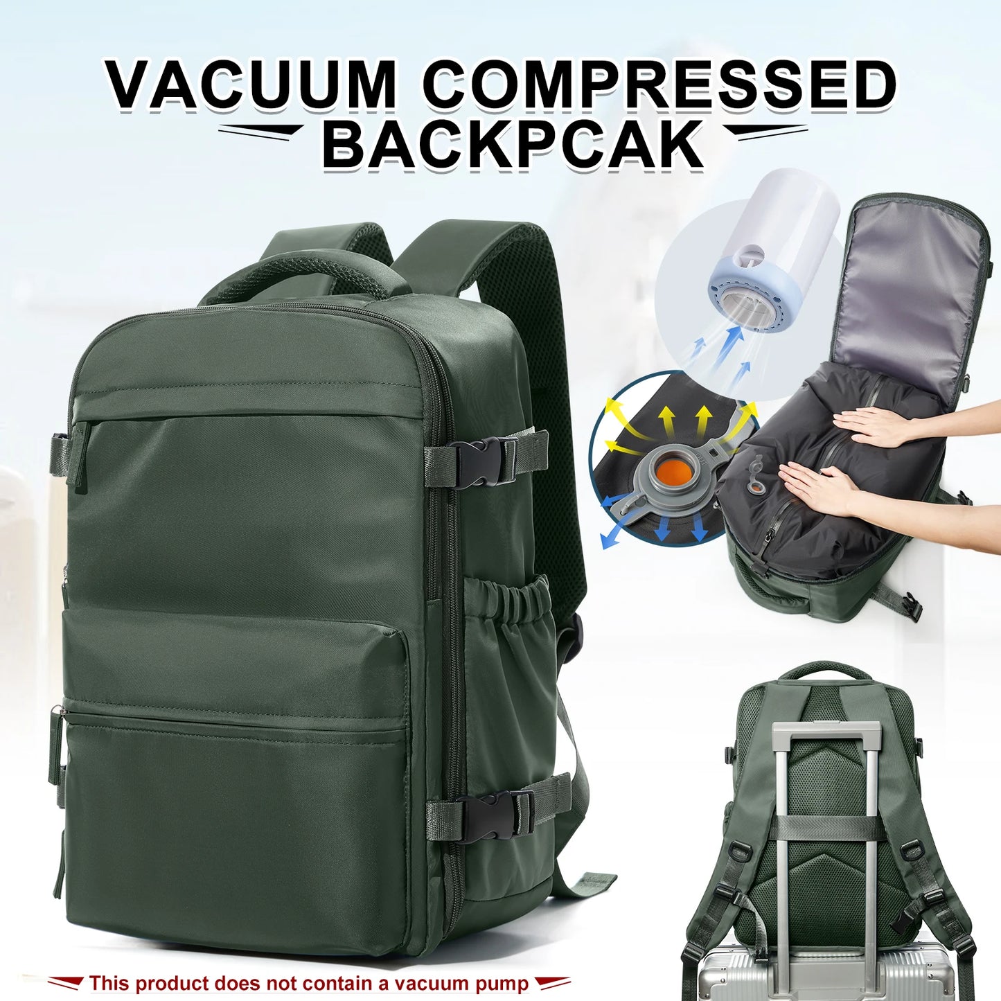 Ryanair Backpack Travel Cabin Airplane Backpack, Air Vacuum Compression Backpack, Women Men Backpack Business Laptop Bag Handbag