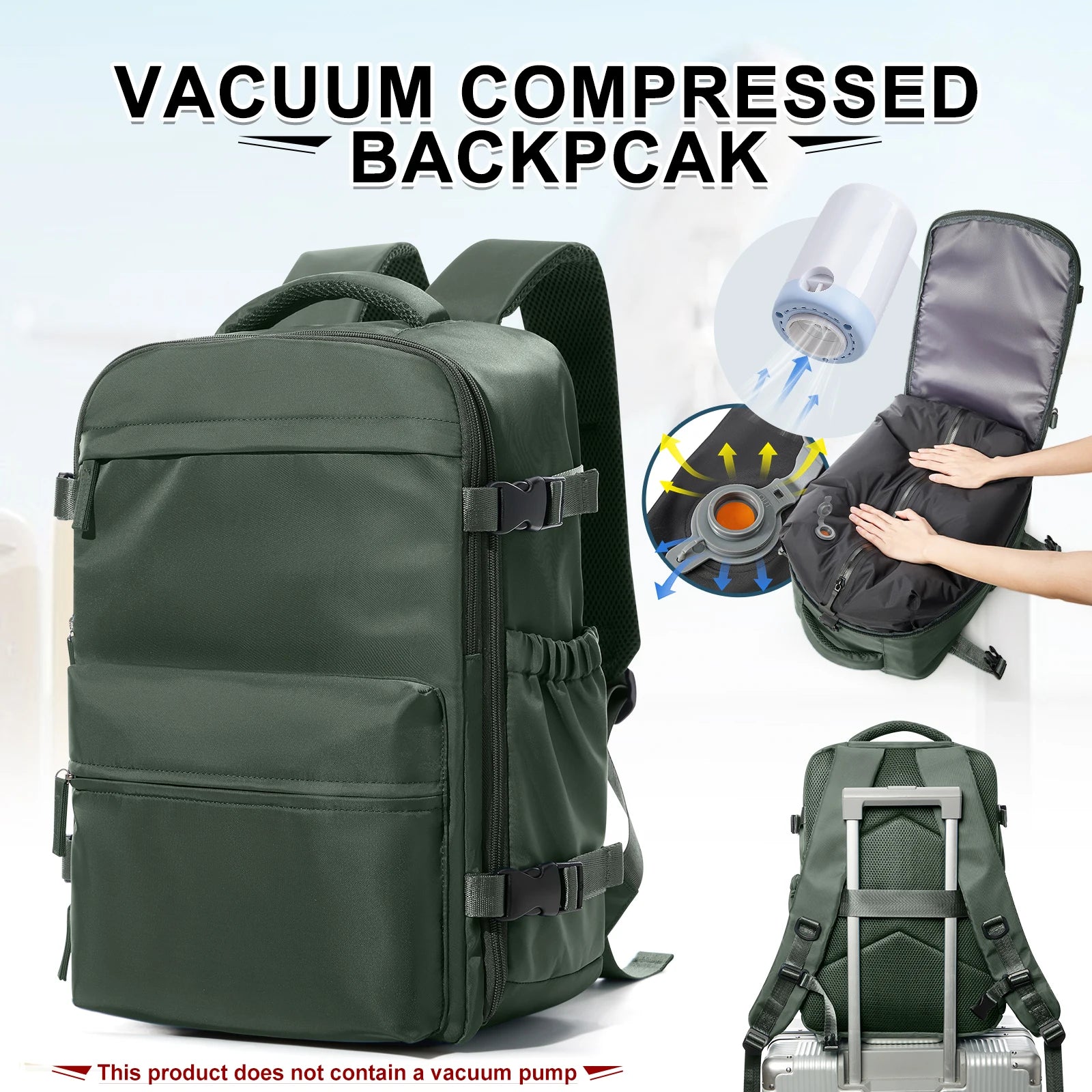 Ryanair Backpack Travel Cabin Airplane Backpack, Air Vacuum Compression Backpack, Women Men Backpack Business Laptop Bag Handbag