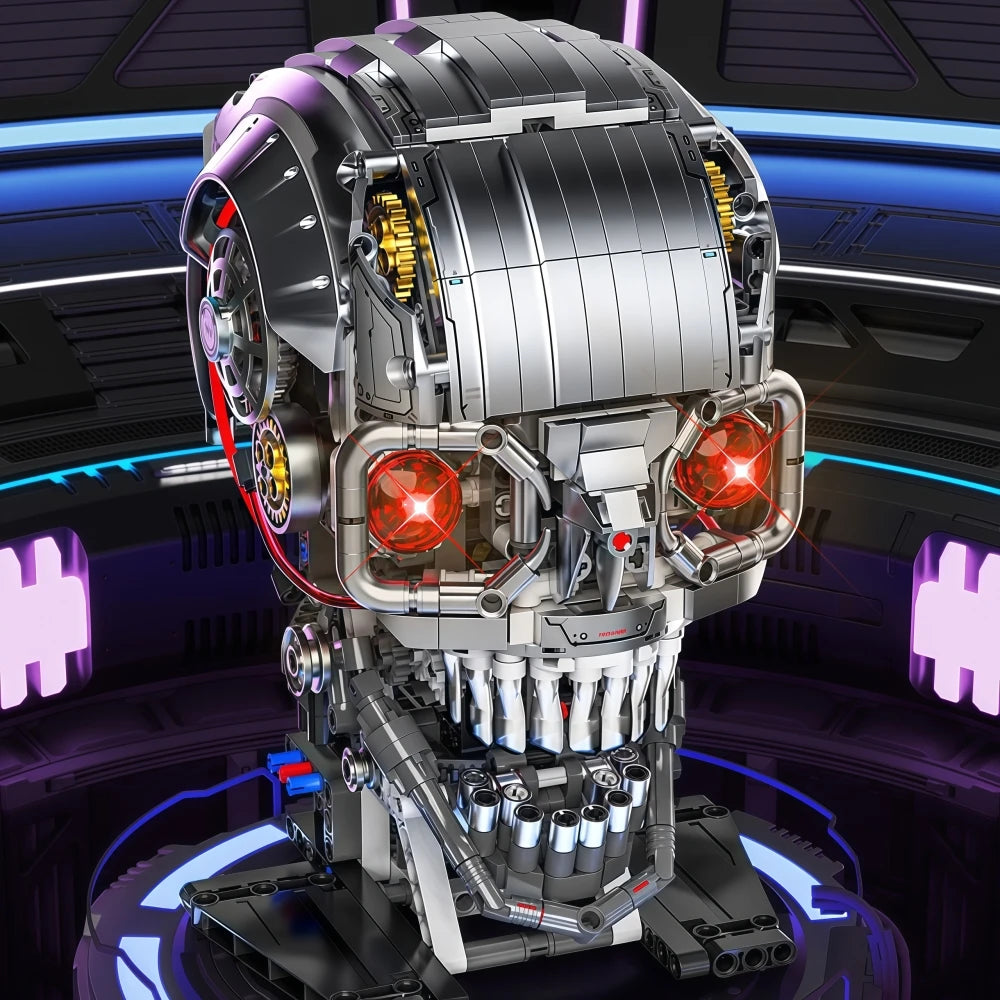 NEW 1099pcs Technical Skull Robot Building Blocks , Gear Linkage ,  Power Motor ,  Desktop Decor Collectible Gift