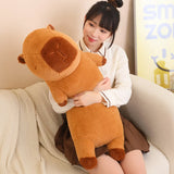 120cm Cartoon Strip Giant Capybara Plush Doll Pillow High Quality Soft Capybara Plush Toy Warm Hug For Girlfriend Birthday Gift