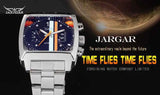 JARAGAR 569 Retro Square Dial Unique Men's Automatic Mechanical Watch Calendar Week Steel Strap Casual Men's Clock Reloj Hombre
