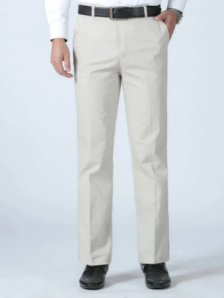 Men's Cotton Straight-Leg Casual Trousers
