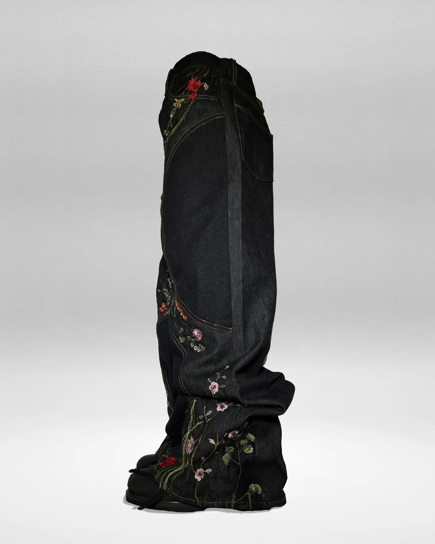 Y2K Floral Embroidery Baggy Jeans